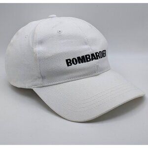 Bombardier Strap Back Hat Cap White Black Vintage Flexjet Skidoo Mobility VTG